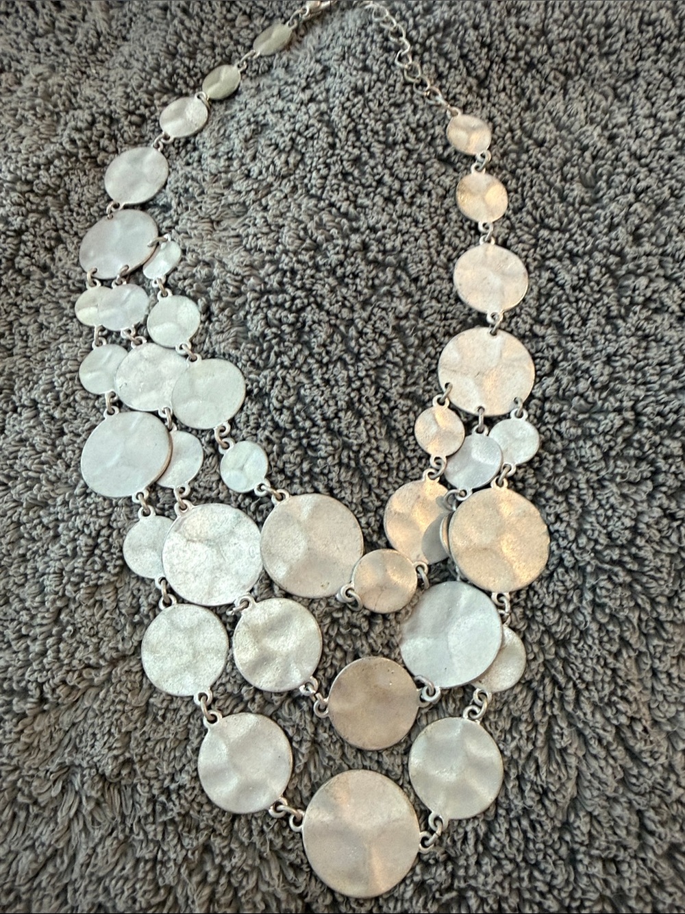 Silver Multi-Disc Statement Necklace - Women Jewelry